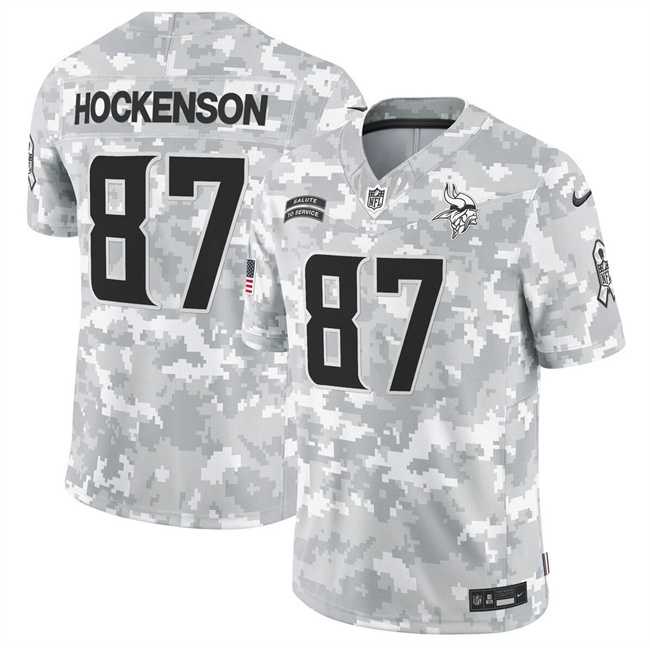 Men%27s Minnesota Vikings #87 T.J. Hockenson 2024 F.U.S.E Arctic Camo Salute To Service Limited Stitched Jersey Dyin